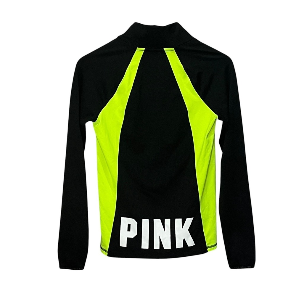 Pink Victorias Secret Ultimate Athletic Pullover 1/2 Zip Black Neon Yellow Small